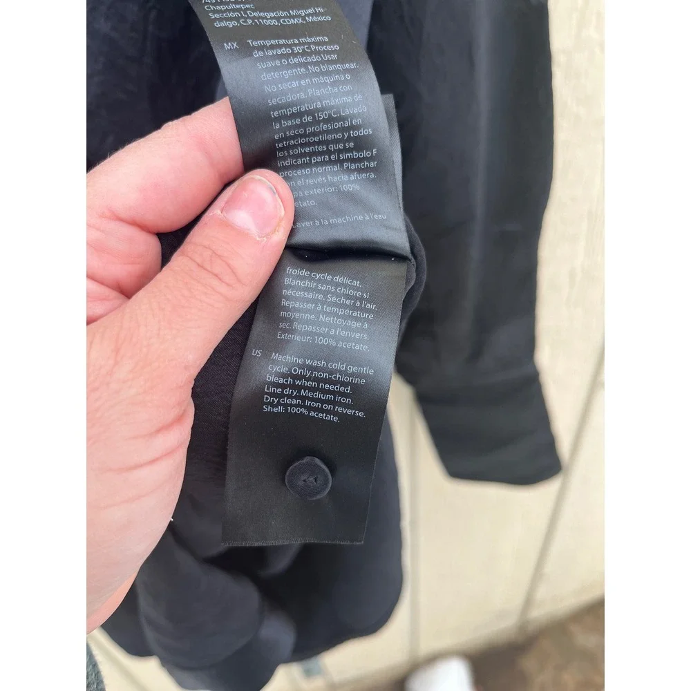 COS Black Acetate Crushed Texture Button Down Shirt‎ Womens Size 2 Minimalist - Picture 6 of 7